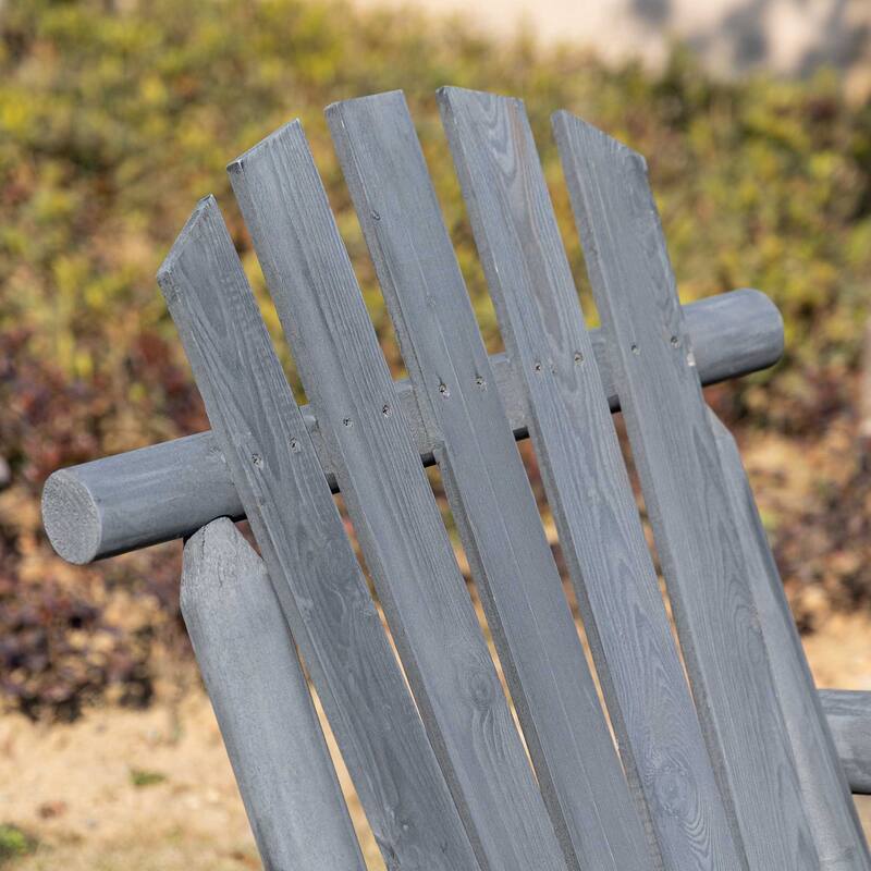 Outsuuny Adirondack Rocking Chair with Slatted Design and Oversize Back for Porch, Poolside, or Garden Lounging