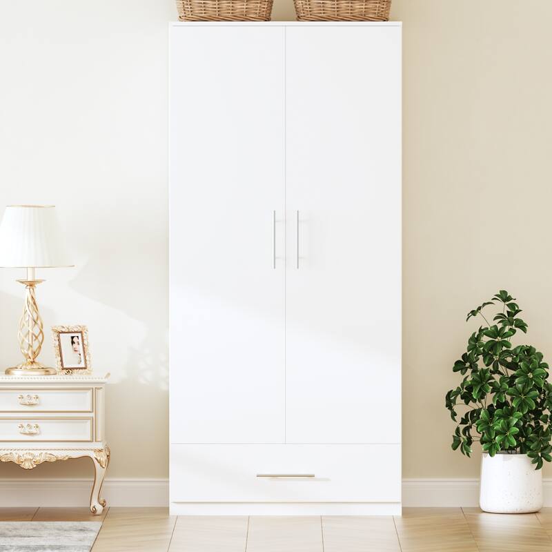 South Shore 2Door Wardrobe Armoire with Storage Drawer and hanging rod