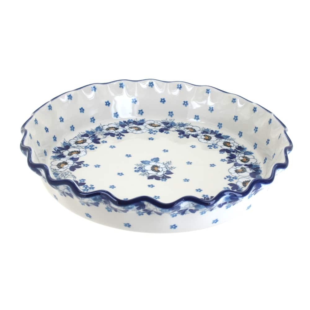 Blue Rose Polish Pottery 636 Ceramika Artystyczna Pie Plate