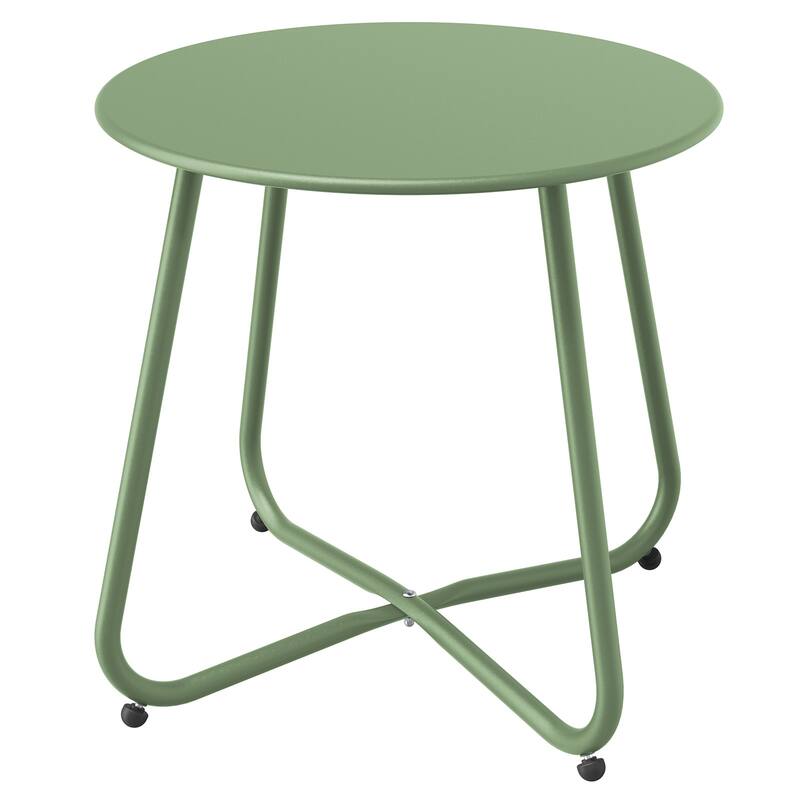 Clihome Outdoor Modern Steel Round Accent Side Table - Green