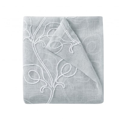 HomeRoots Set of Two 84" Silver Boho Embroidered Window Panels - 84" x 76"