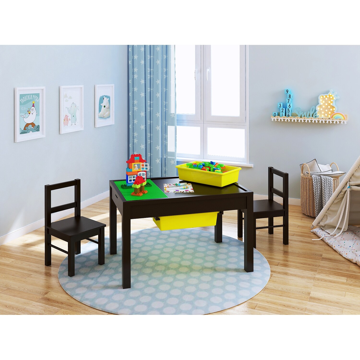UTEX 2 in 1 Kids Large Activity Lego Table with Storage Espresso On Sale Bed Bath Beyond 32622923