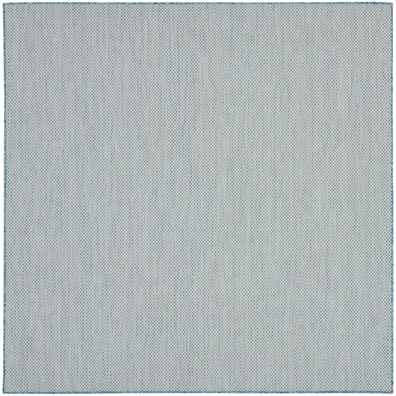 Nourison Courtyard Indoor/Outdoor Modern Geometric Area Rug - 6' x Square - Ivory/Aqua