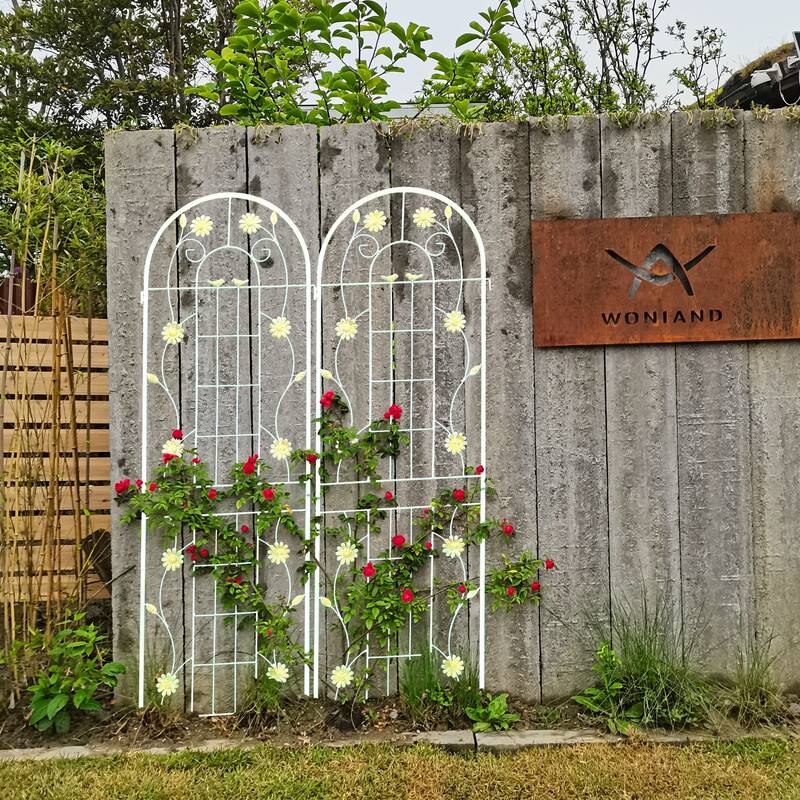 4 Pack Metal Garden Trellis 71" x 19.7" Rustproof Trellis for Climbing Plants Outdoor Flower Support Cream
