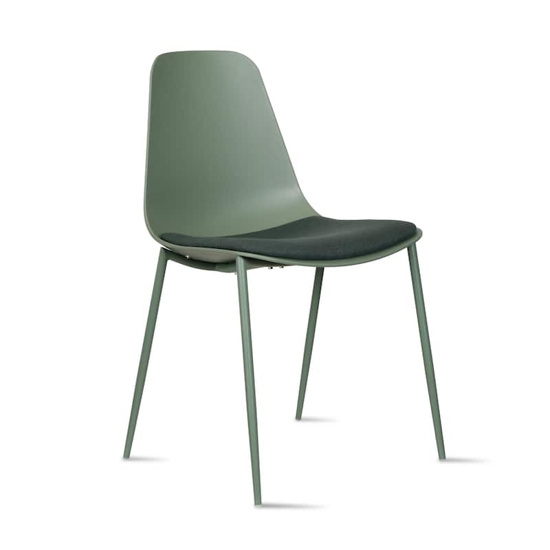 Set of 4 Plastic Dining Chairs Cushion Padded For Kitchen Metal Legs Guest Meeting Waiting Room Business Indoor Outdoor Patio