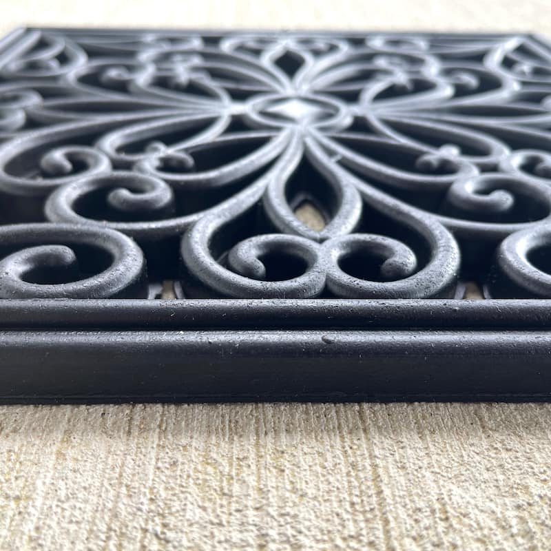 4 Piece 12 inch Square Rubber Scrollwork Step Mat Set - 12"Lx12"Wx.4"H