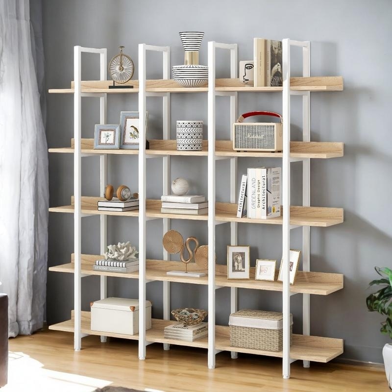 5 Tier Bookcase Office Open Bookshelf, Vintage Industrial Style Shelf