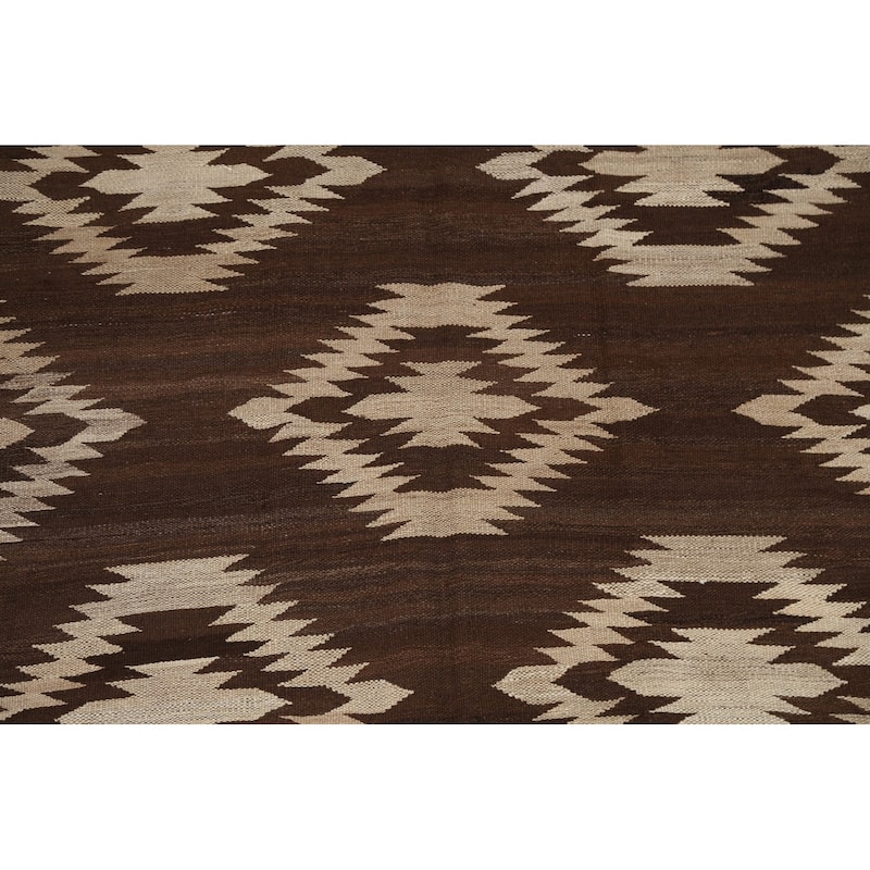 Geometric Tribal Natural Dye Kilim Oriental Wool Area Rug Hand-woven - 4'8" x 6'8"
