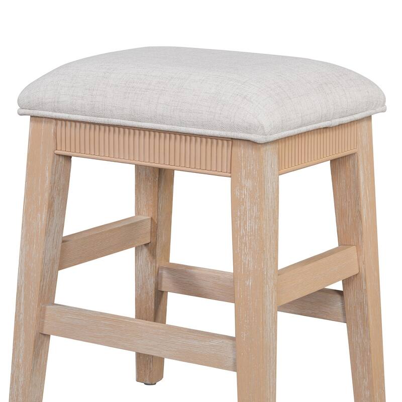 4-Piece Retro Dining Set Dining Table with USB with 3 Upholstered Stools