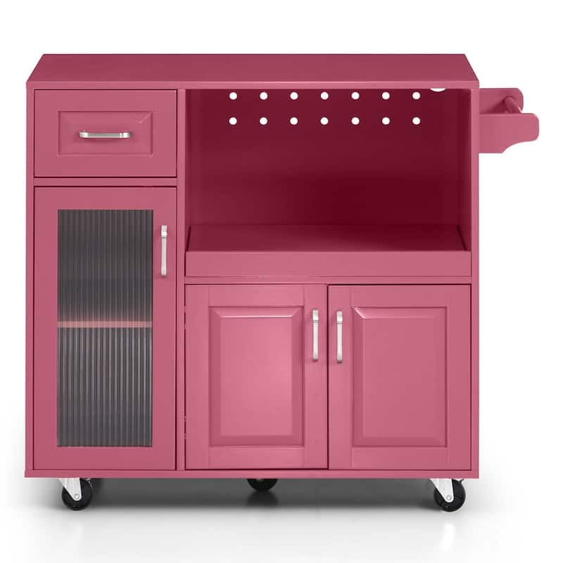 Multi-functional Kitchen Cart with Towel Rack, Large Storage Space