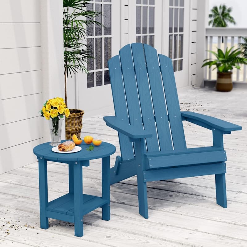 WINSOON All Weather HIPS Outdoor 2-Tier Outdoor Side Tables Adirondack Tables Set Of 2