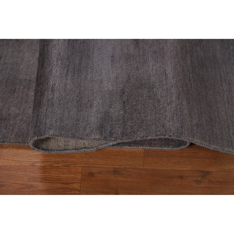Striped Gray Blue Gabbeh Modern Area Rug Hand-Knotted Wool Carpet - 5'5"x 8'1"