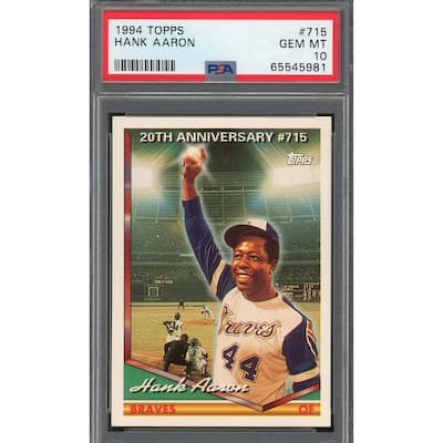 Hank Aaron 1994 Topps Baseball Card #715 Graded PSA 10 - 8'6" x 11'6"