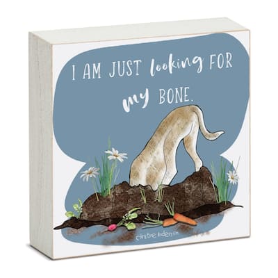 My Bone Artistic Freestanding Solid Wood Block Sign Made in the USA 3.75” Square Decorative Accent for Home or Office - Multi