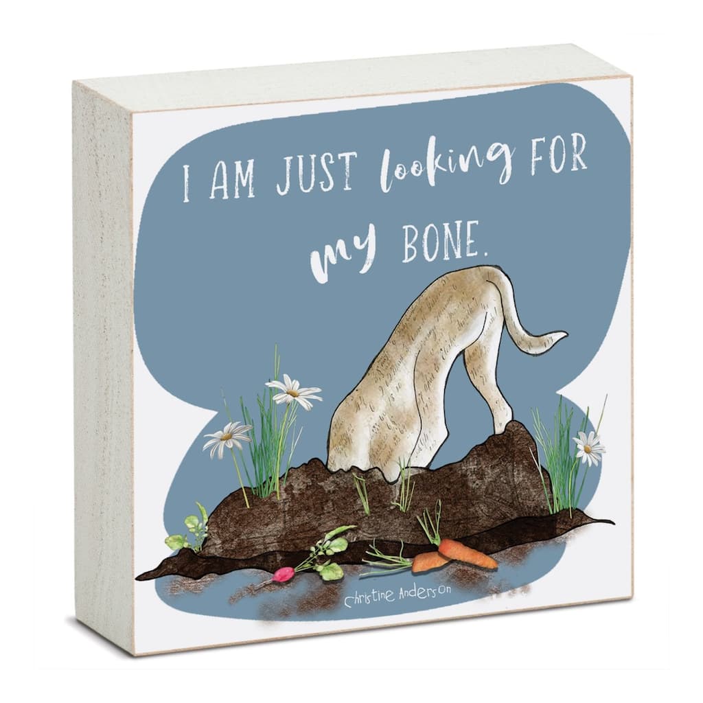 My Bone Artistic Freestanding Solid Wood Block Sign Made in the USA 3.75” Square Decorative Accent for Home or Office - Multi