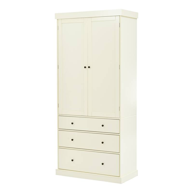 Kitchen Pantry Cabinet with 8 Doors Shelves, Wood Storage Cabinet with 3 Storage Drawers, Cupboard with Adjustable Shelves