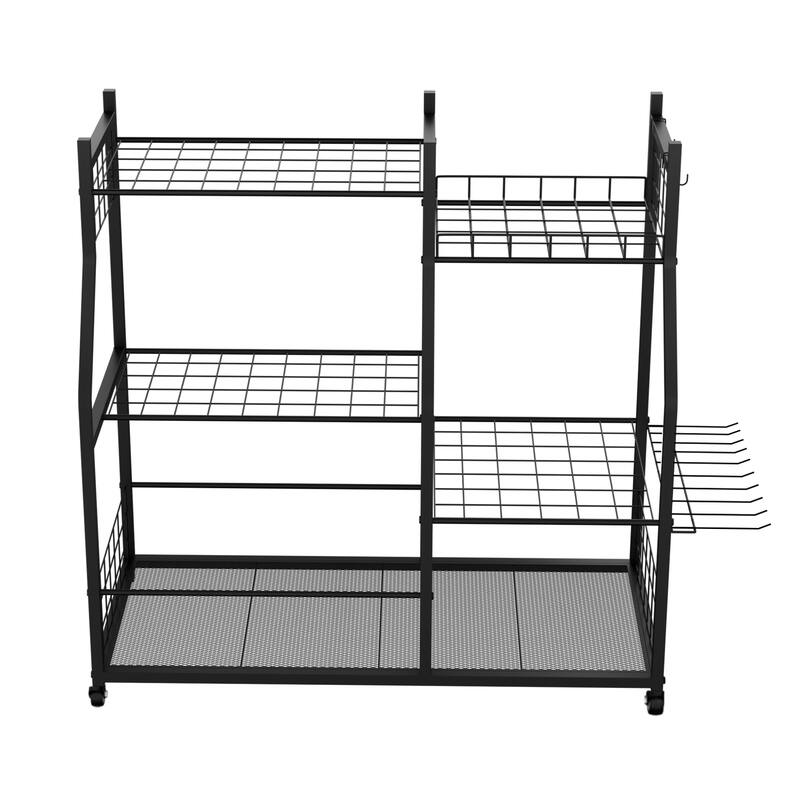 Freestanding Metal Tools Storage Cart Power Tool Organizer Shelf for Garage Workshop Yard with Wheels