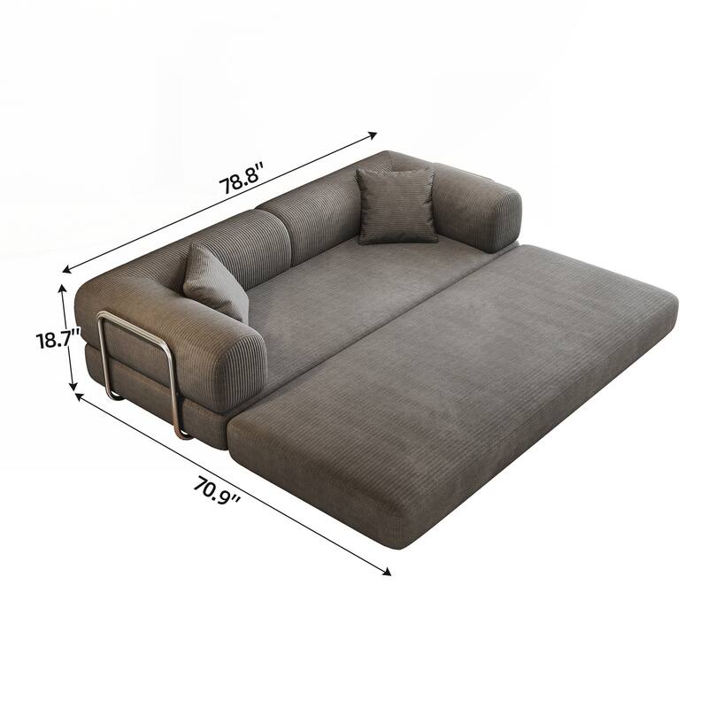Compression Sofa,Convertible Floor Sofa Bed-with Pillow Back Support Armrest,Comfy Futon Couch Sleeper Bed - Grey