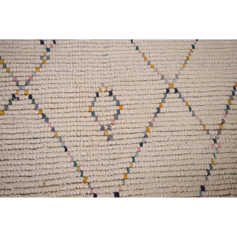 All-Over Trellis Moroccan Oriental Area Rug Hand-Knotted Wool Carpet - 5'11"x 9'5"