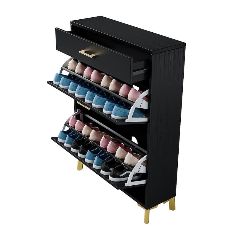 Shoe Storage Cabinet, 16 Pair Shoe Storage with 3 Drawers