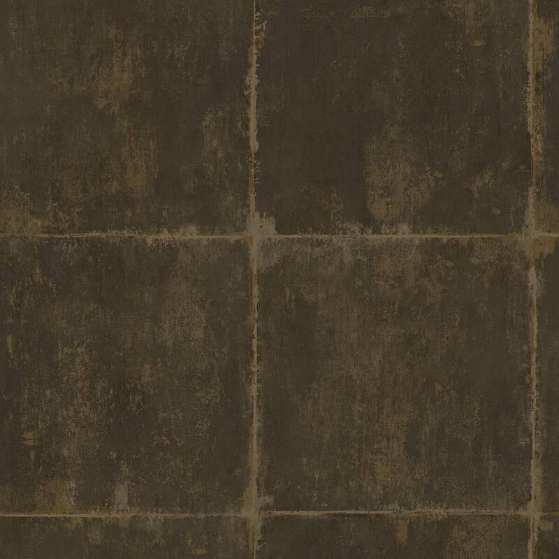 Seabrook Designs Koi Great Wall Blocks Unpasted Wallpaper - 27 in. W x 27 ft. L - Metallic Mocha and Gold