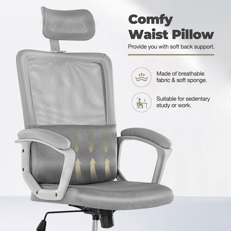 High Back Mesh Office Desk Chair with Adjustable 3D Headrest, Modern