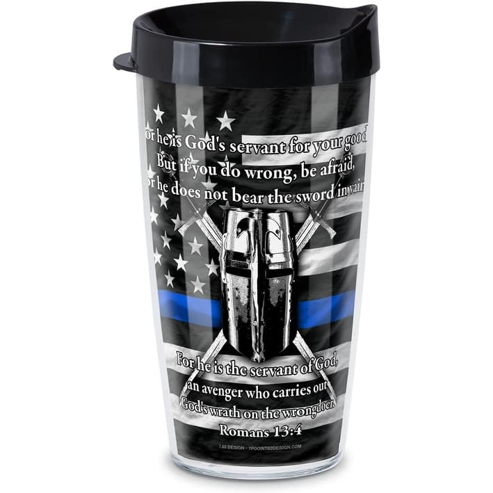 Blue Line Double Wall Insulated Unbreakable Plastic Tumbler with Lid Holds 16 Ounces BPA Free Microwave Safe Dishwasher Safe