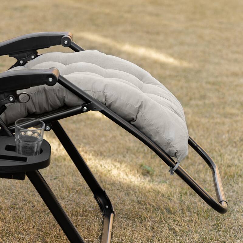 Outsunny Padded Zero Gravity Chairs, Folding Recliner Chair, Patio Lounger with Cup Holder, Adjustable Backrest