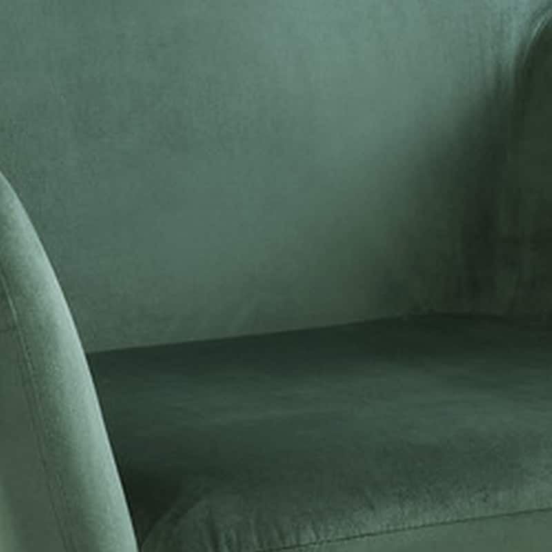 Saul 30 Inch Modern Accent Chair, Padded Seats, Green Velvet