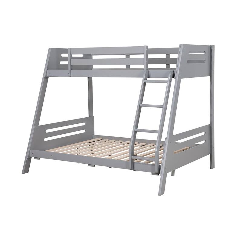 Grey Twin over Twin/ Full Bunk Bed with Underbed Drawers
