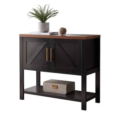 Modern 2 Drawer Wooden Storage Console Table - 35.5 inches W x 15.5 inches D x 32 inches H