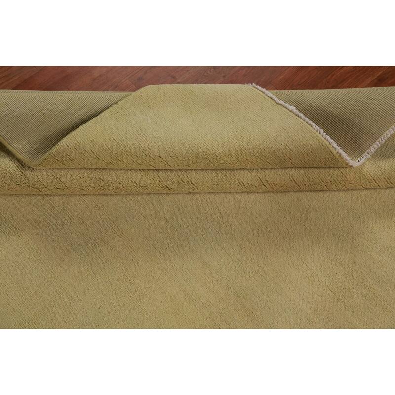 Hand Knotted Oriental 100% Wool Carpet Modern Solid Green Gabbeh Area Rug - 10' 4'' X 5' 4''