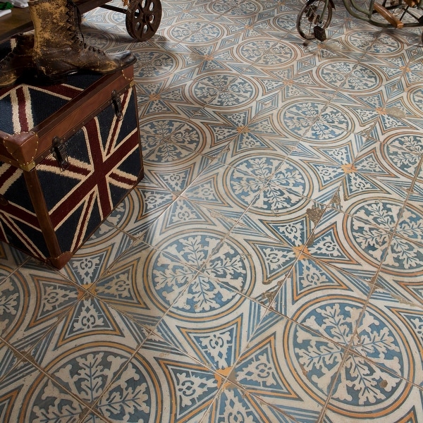 SomerTile Kings Flatlands Encaustic 17.63" x 17.63" Ceramic Floor and Wall Tile. Opens flyout.