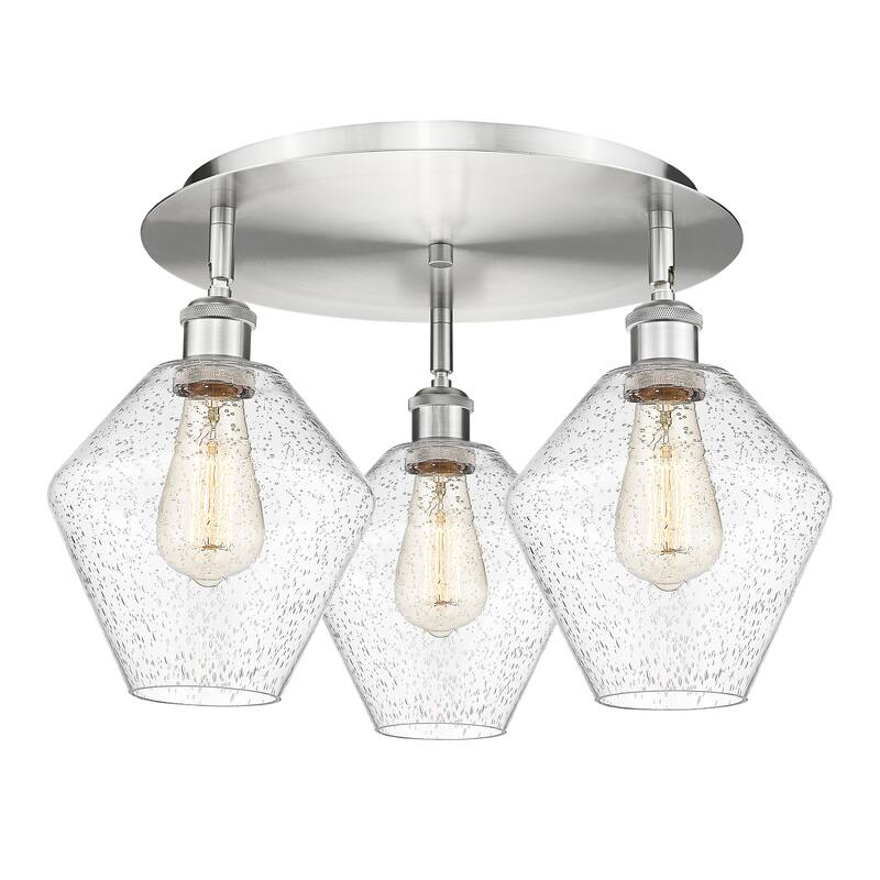 Innovations Lighting Cindyrella - 3 Light 20" Flush Mount - Satin Nickel/Seedy