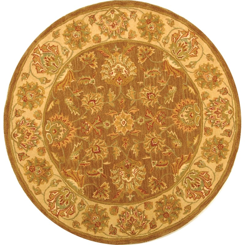 SAFAVIEH Handmade Heritage Kimono Traditional Oriental Wool Rug - 3'6" Round - Brown/Ivory