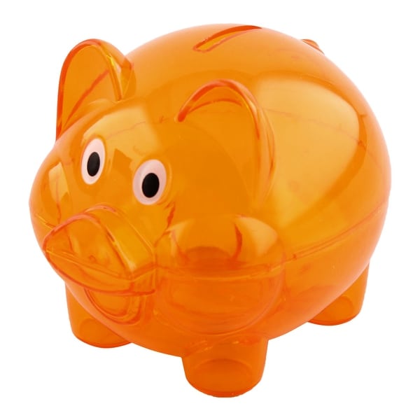 Home Plastic Pig Shape Money Saving Holder Coin Storage Pot Piggy Bank Orange