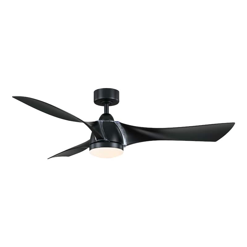 Fanimation Klear 56 inch Indoor/Outdoor Smart Ceiling Fan with LED CCT Select Light Kit and Remote - Black