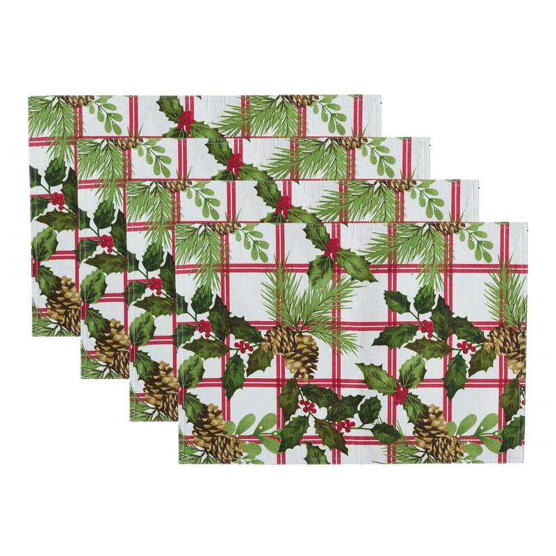 Pinecone Plaid Holiday Fabric Placemats, Set of 4 - Set of 4