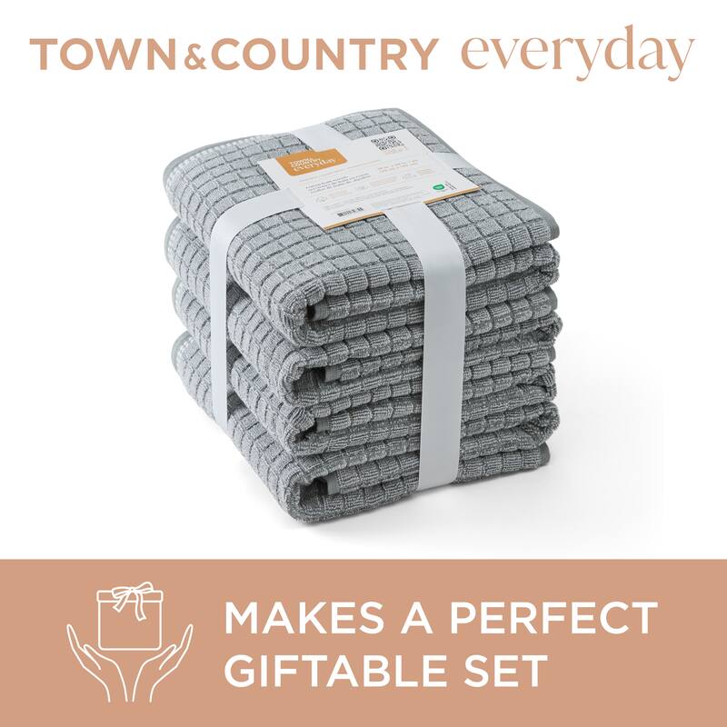 TOWN & COUNTRY EVERYDAY 6-Piece Textured Windowpane Set, 2 Bath, 2 Hand, 2 Wash, 100% Cotton