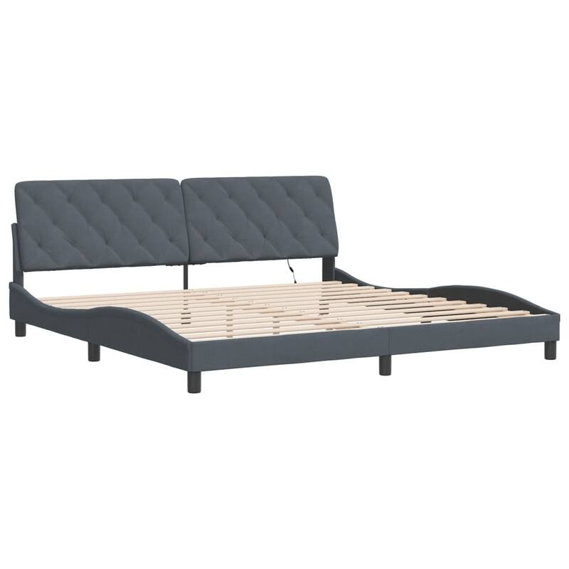 vidaXL Bed Frame with LED without Mattress Dark Gray Velvet