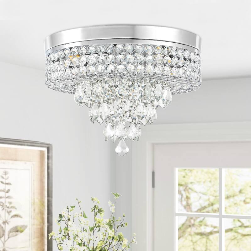 GetLedel 4-Light Tiered Crystal Flush Mount - Chrome