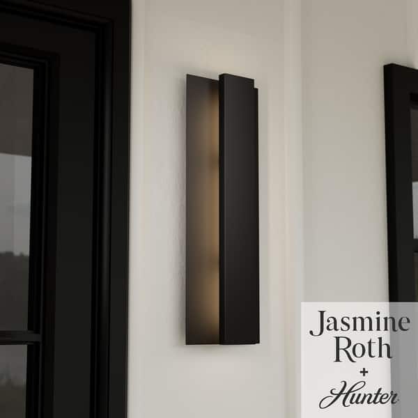 slide 2 of 8, Hunter + Jasmine Roth Canoga Outdoor WeatherMax LED Wall Light - Contemporary - Patio, Porch, Entryway - Corrosion Resistant! 20"