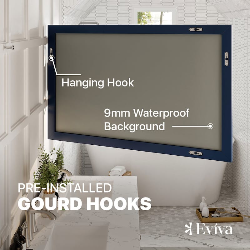 Eviva Acclaim 48" x 30" Rectangular Blue Wooden Framed Mirror