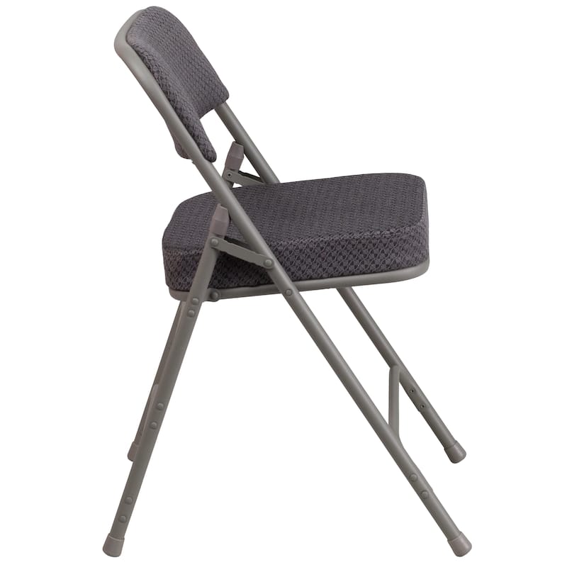 4 Pack Curved Triple Braced & Hinged Fabric Upholstered Metal Folding Chair