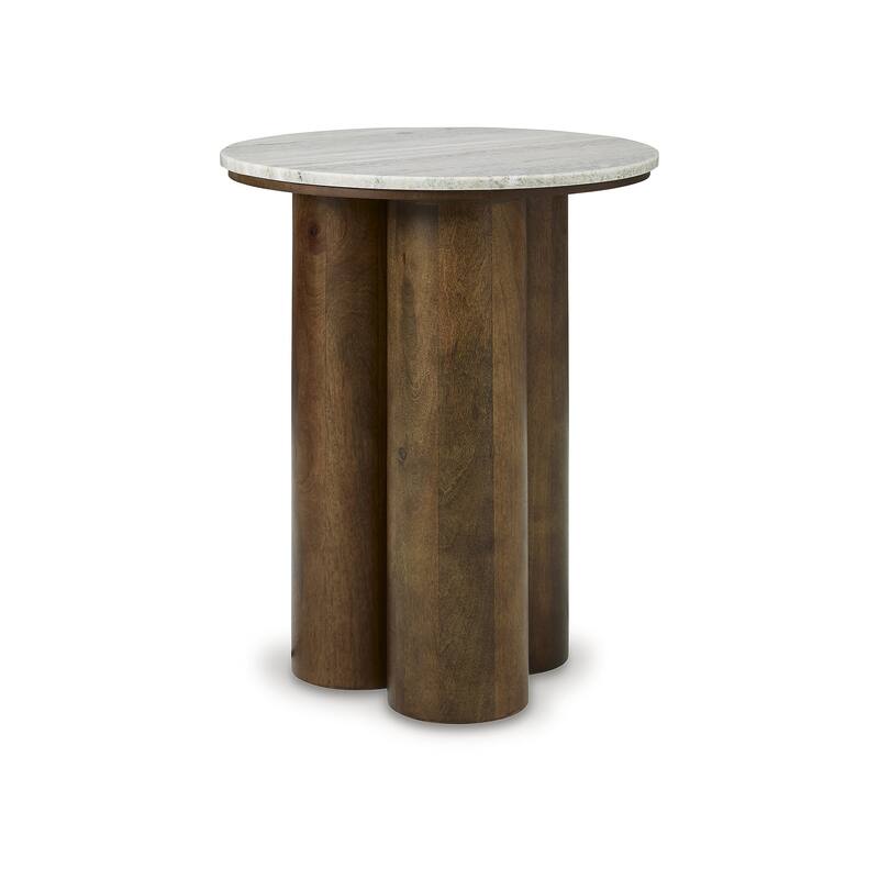 Signature Design by Ashley Henfield Beige/Brown Accent Table - 18" W x 18" D x 23.25" H