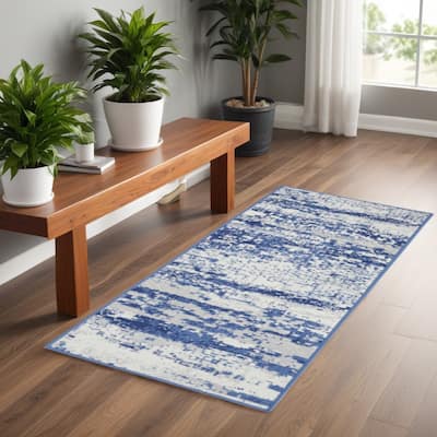Fonoq Power Loomed Abstract Modern Stain Resistant Area Rug By HomeRoots - 72' X '24' X '0.39