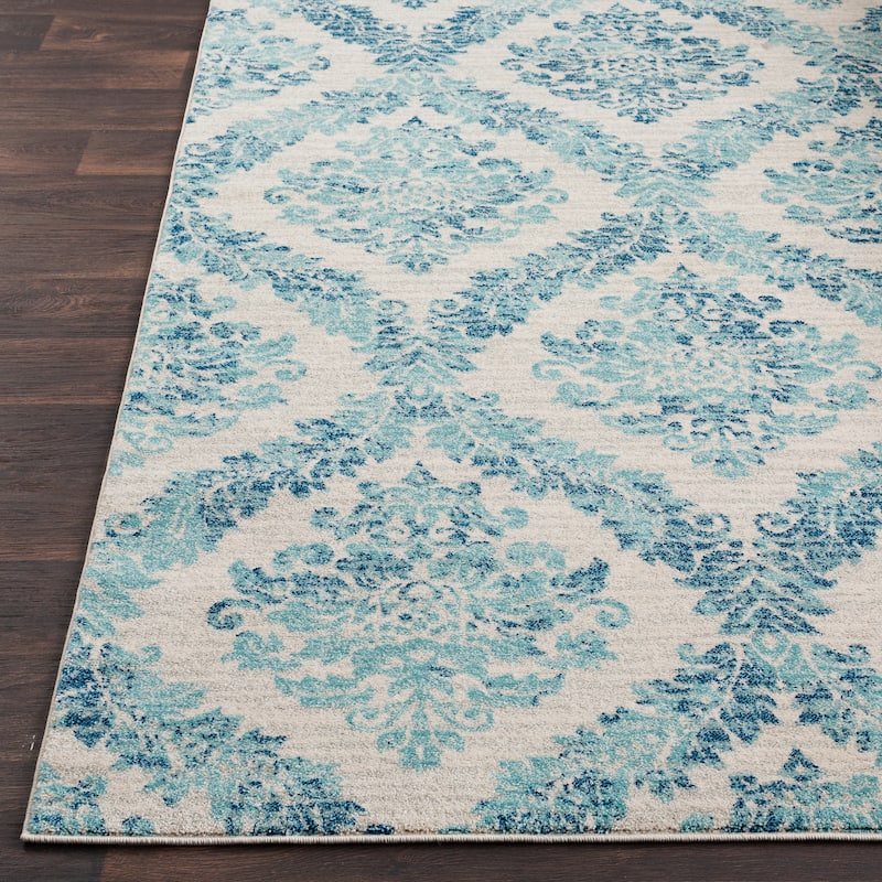 Amelia Faded Vintage Oriental Blue/Beige Area Rug - 7'10" x 10'3"/Surplus