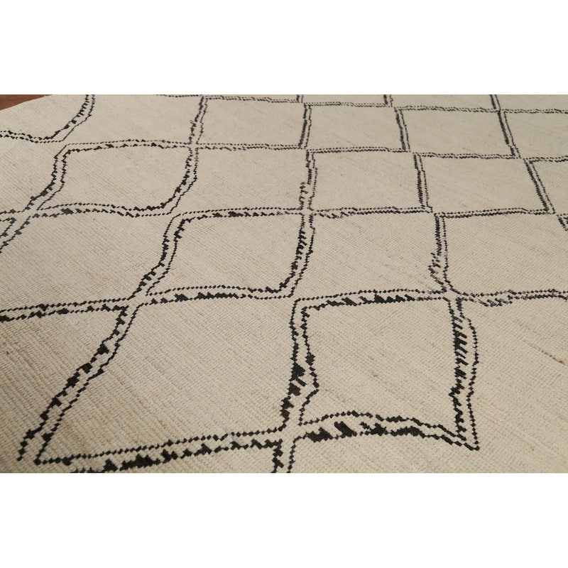 Trellis Modern Moroccan Area Rug Handmade Wool Carpet - 8'2"x 10'10"