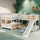 preview thumbnail 1 of 13, Stylish Full and Twin Size L-Shaped Bunk Bed with Slide and Short Ladder, 4 Beds in 1, Sturdy Frame, Gray Grey
