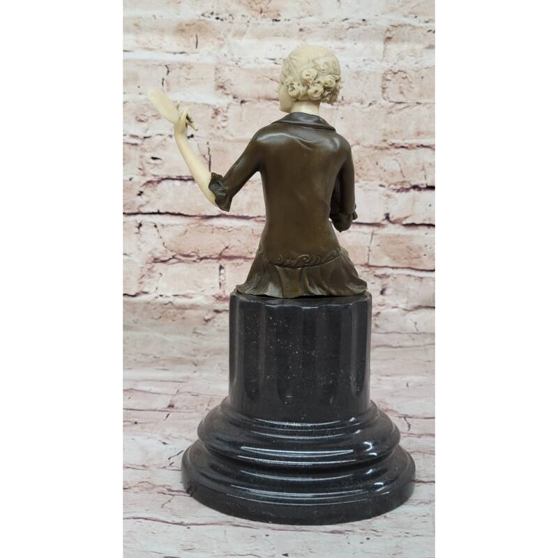 Art Deco 1920S Girl Model Actress Looking In Mirror Bronze Statue Sculpture 11 Inches X 6 Inches